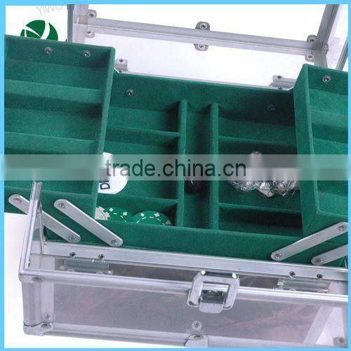 Aluminum poker chip case acrylic top case
