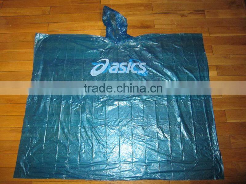 2016 Logo Printed Promotional Transparent PE Raincoat Disposable Plastic Raincoat