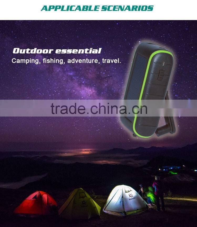 Dual USB 2.1A portable solar mobile charger in power bank, hand crank power solar charger