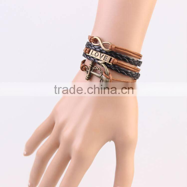 MYLOVE 5 colors in stock love bracelets & bangles braided leather jewelry MLBZ017