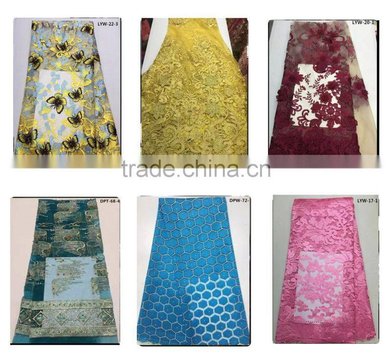 African prints wax french lace dress lace fabric with stones