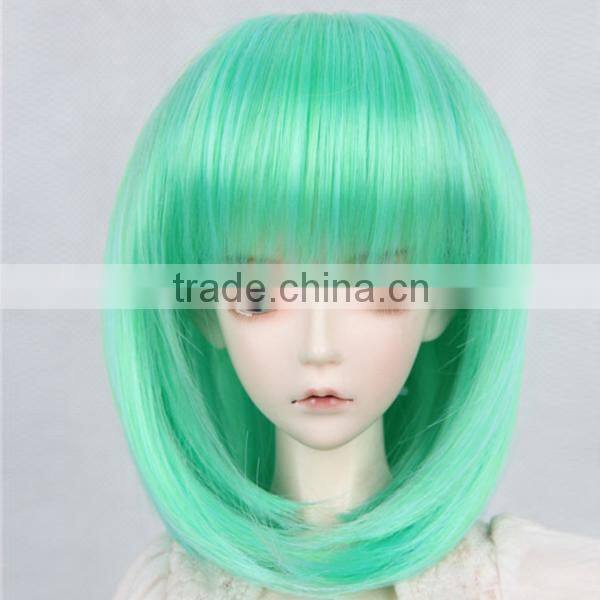 wholesale price shoulder-length straight blue-green doll wig