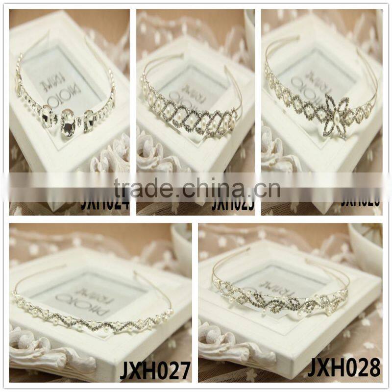 hotsale leaf shape pearl silver rhinestone headband