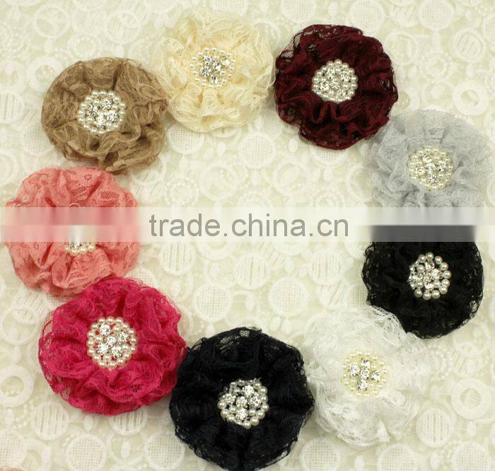 pure color artificial chiffon fabric flower handmade hair accessories
