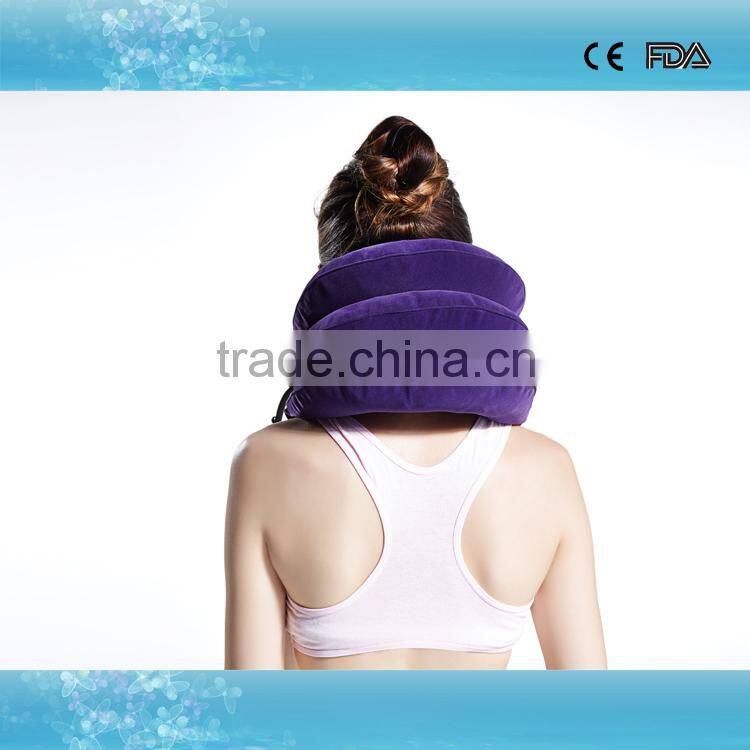 Comfortable full flannel travel neck pillow cervical collar portable inflatable cervical traction apparatus