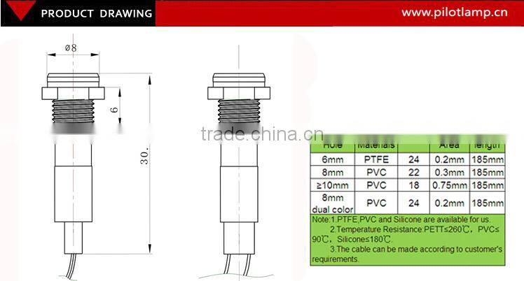 12v mini led round flat white 6mm indicator light with wire
