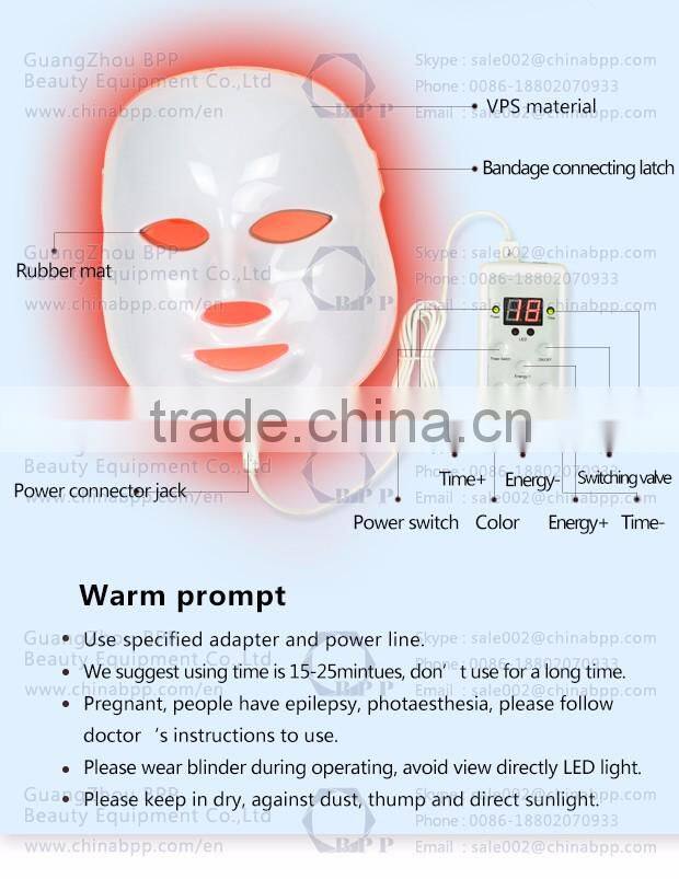 Factory wholesale led facial mask with 3 pdt photon colors 170pcs led lights face mask in stock CE approved