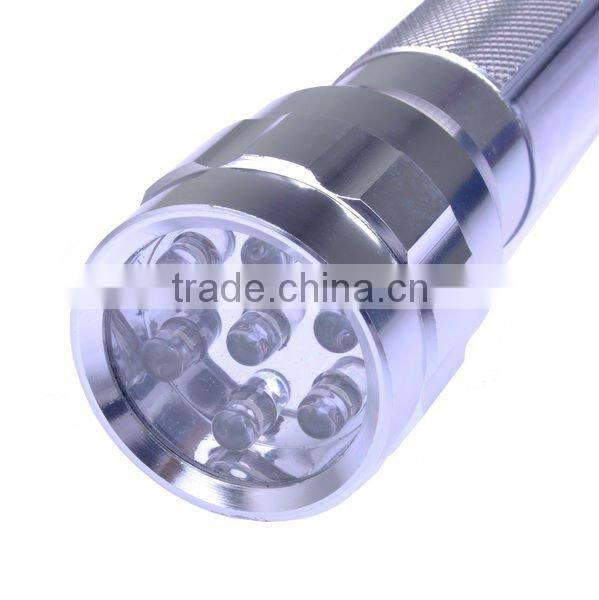 7 LED High Power Solar Power Flashlight Lamp Torch Silver