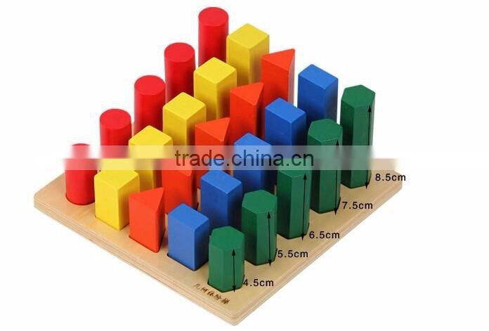 Ealy education Montessori Wood baby Toy Geometry Cylinder Ladder block puzzle