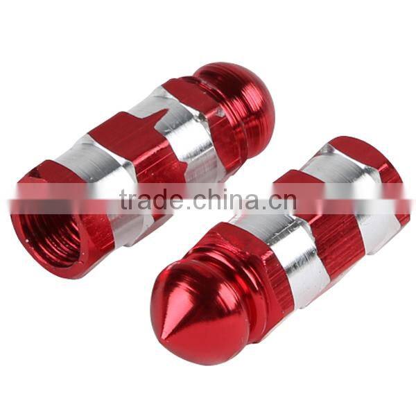Universal Aluminum 2X/a Set Red&silver Motorcycle Wheel Tire Valve Stem Caps new
