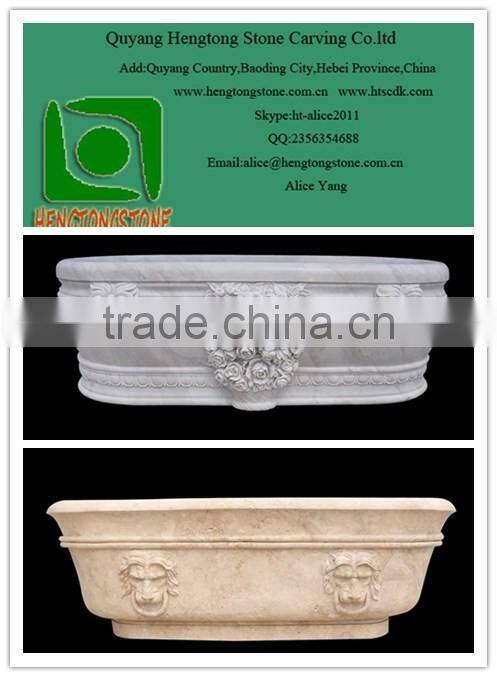 Factory Hand Carved Highly Polished White Marble Bathtub