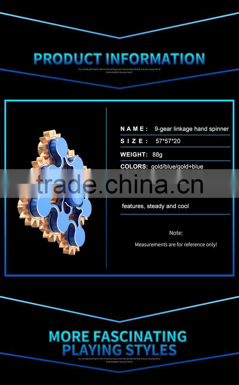 RGKNSE 9 Gear Linkage Hand Spinner 188 Bearing Metal Fidget Spinner Mix Color Match Aluminum alloy Fidget Toy Wind Spinner