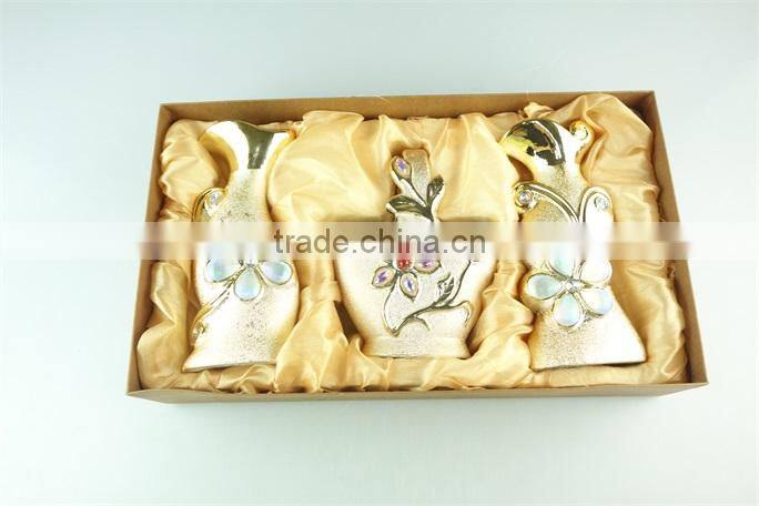 Cheap Ceramic&Porcelain Vases,Gold and silver Vases with frame,wholesales flower vase