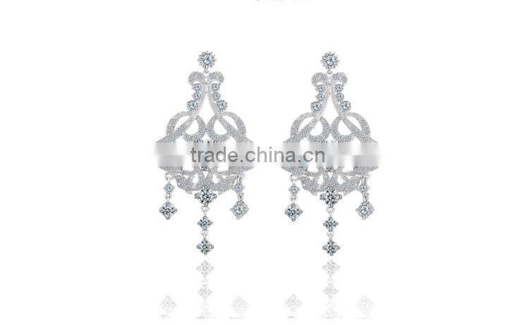 Wholesale Stock Small Order Fashion Women Retro Hollow Tassels Zircon Earrings