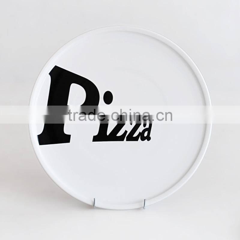 Round Shape Ceramic Pizza Plate with Decal Printing