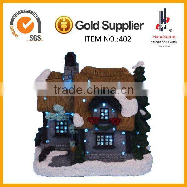 Polyresin craft Christmas house with LED light