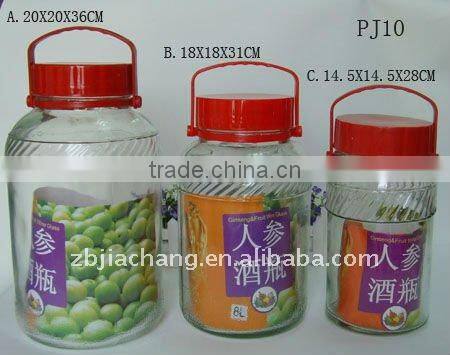 PJ10 large glass juice jar with plastic lid