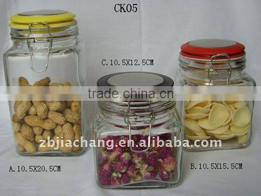 Hot sell- Airtight clear airtight glass jar with metal clip