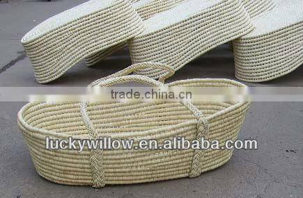 hand made white wicker baby pram basket for home use