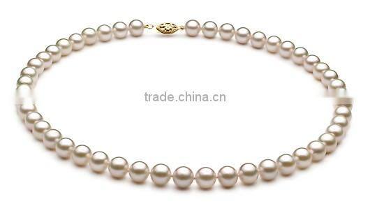 AA 7-8mm white round Japanese Akoya pearl necklace
