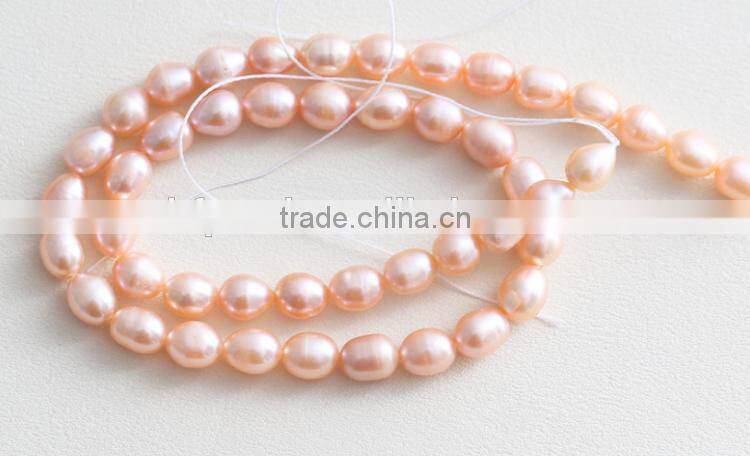 new 16 inches 3-4mm pink rice shape freshwater pearl strand