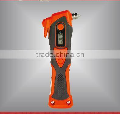 2016 Best auto emergency tool kits with emergency safety hammer, seat belt cutter, screwdriver,alarm warning and tire gauge