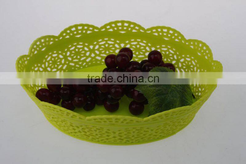Hollow Out Design Round Shape PP Plastic Storage Fruit Basket