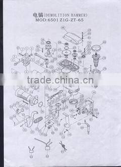 Power tools spare part stator accessory for rotary hammer 65A.