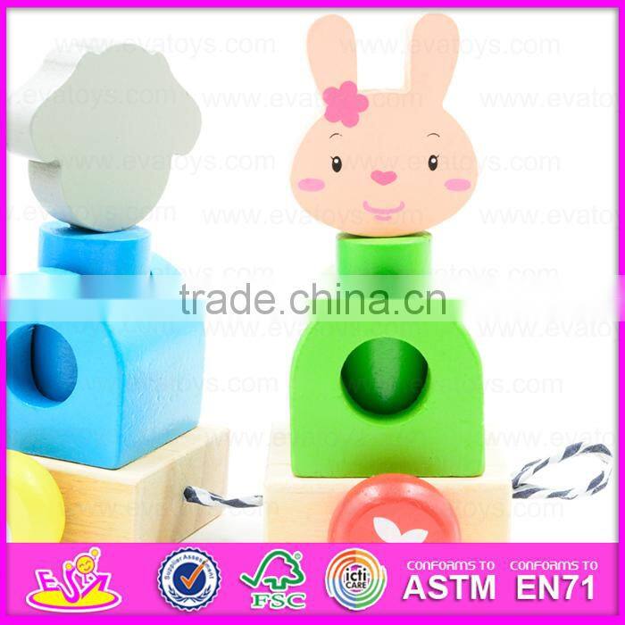 Pull back wooden toy four animals assorted,Wooden Pull Toys Interactive Cartoon Animal Pet Toy W05B112