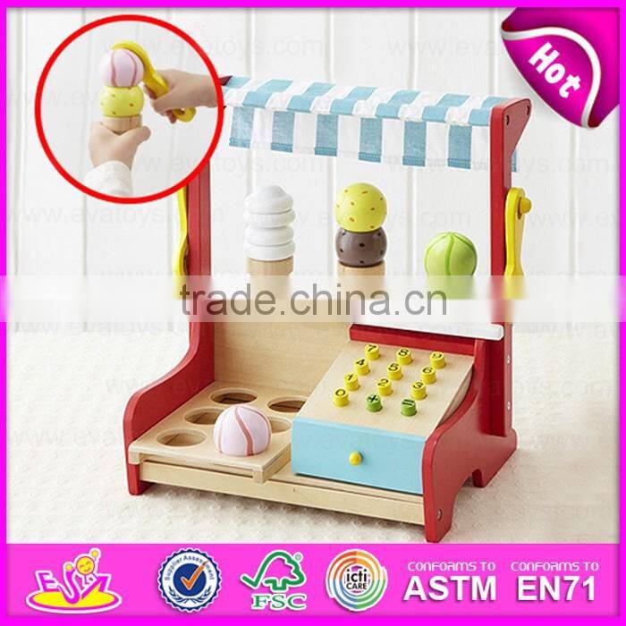 2017 New design funny pretend play wooden kids play supermarket W10A061