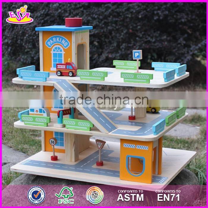 2017 new products children funny wooden parking garage toy W04B049