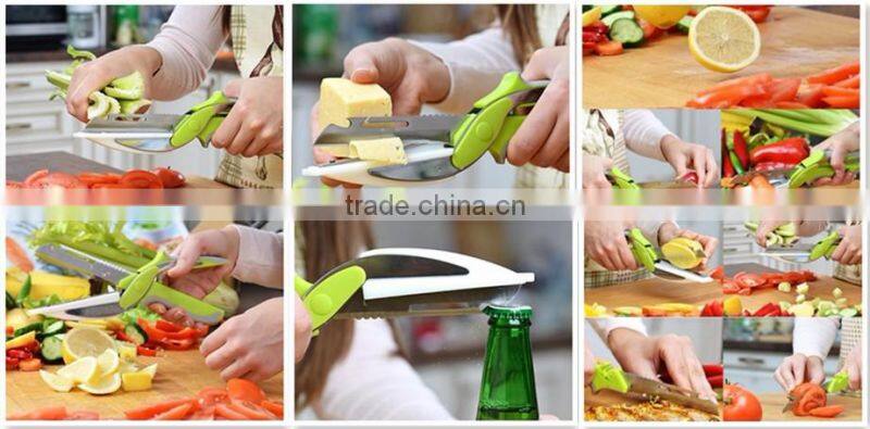 6 in 1 Kitchen Clever Scissors Shears Multi Scissors Multi Function Cutter Food Choppers Smart Knife Board Vegetable Slicer