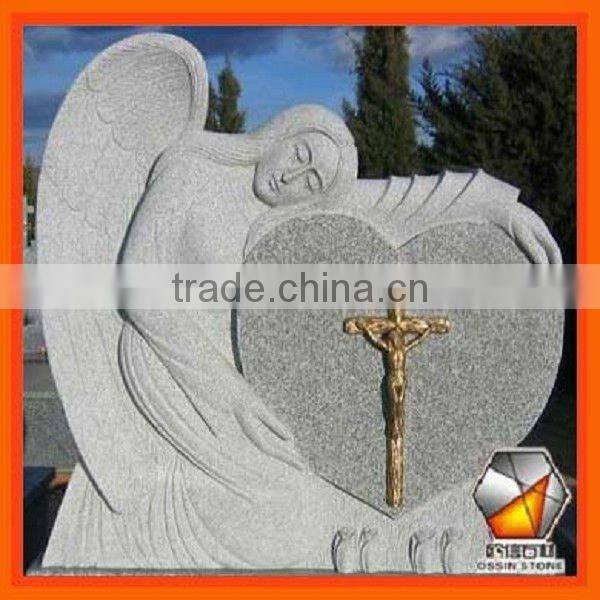 Granite Tombstone With Flower