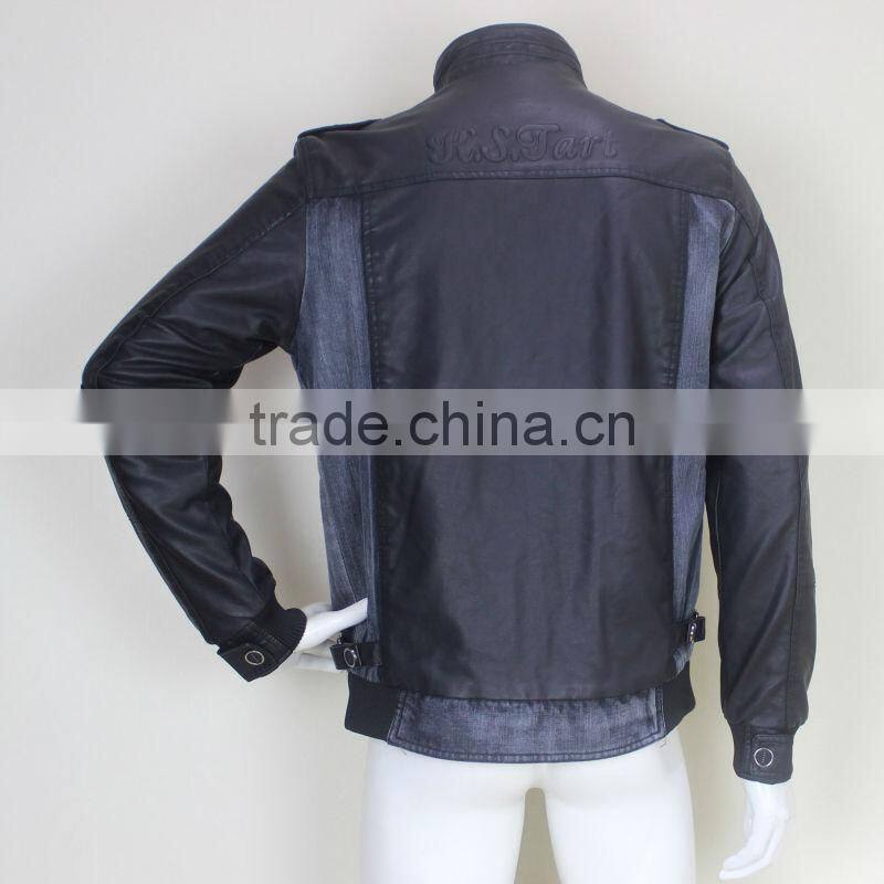 Mens Latest Design PU Leather Motorcycle Jacket 2014