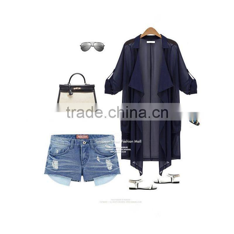 Autumn womens new loose cardigan coat lapel suit jacket Top Shirt chiffon Thin Blazers