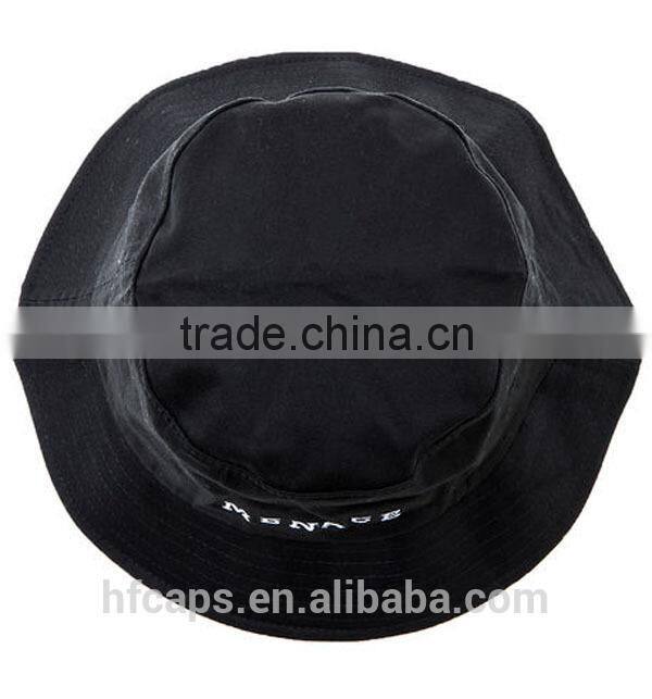 2015 New Design OEM 100% Cotton Black Bucket Hat