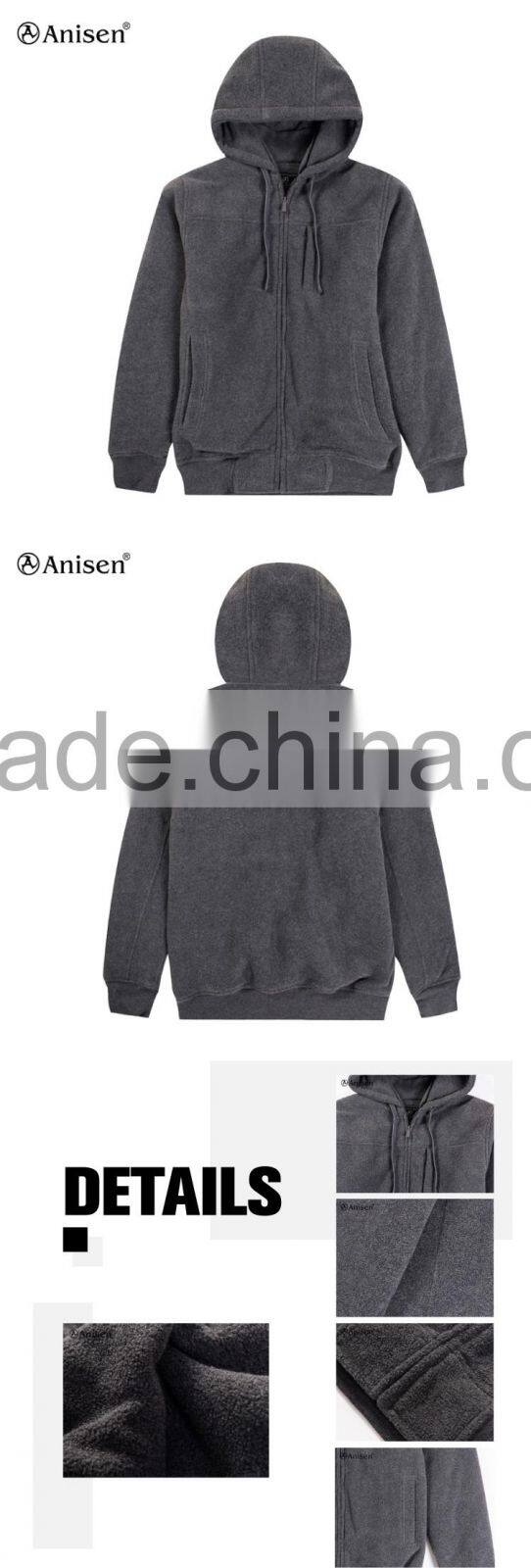 wholesale Oem service men grey fleece jacket hoodies winter jacket