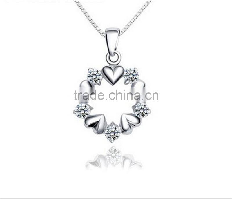 925 sterling silver heart crystal necklace jewelry