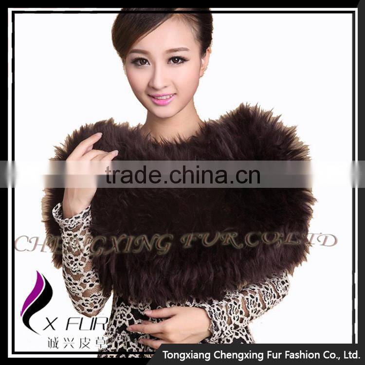 CX-B-125B Hand Knitted Warm and Cheap Sheep Fur Snood Shawl
