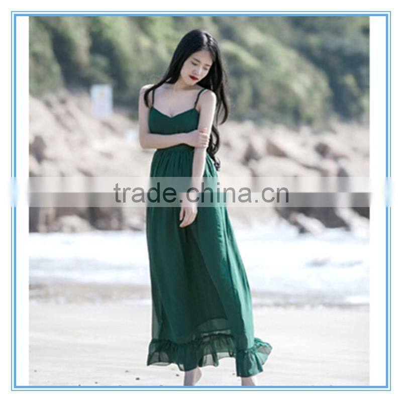 Women Chiffon New Style Empire Waist Green Maxi Dress Long One Piece Dresses