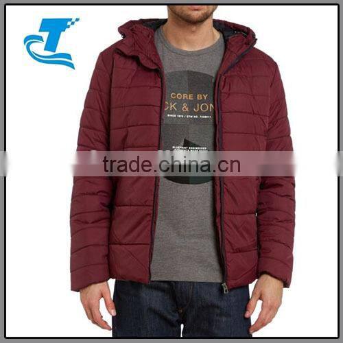 Men winter padded nylon jacket with hood