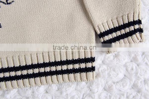 Words embroidery jersey knitted kids pullover sweater crew neck