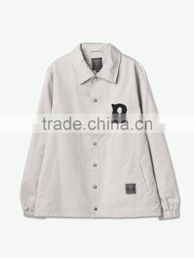 2016 Wholesale Custom High Quality Cotton Bomber Zipper Long Sleeves White Autumn Jackets For Men