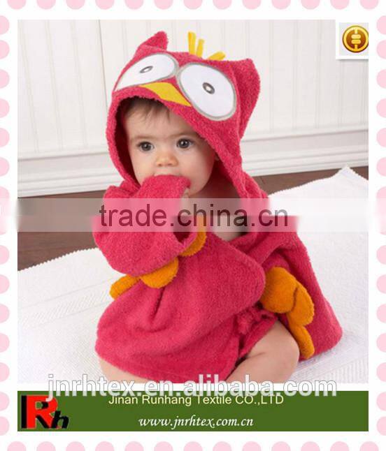 High quality 100%cotton velour baby hooded towel ,soft baby towel for promotion
