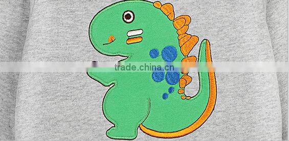 Baby Boys Fashion High Quality Fleece Hoodie Emboridery Cartoon Dinosaur Cute Sweatshirt