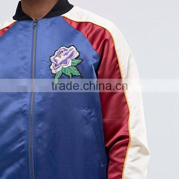 Amazing Quality OEM white red denim combination bomber jacket