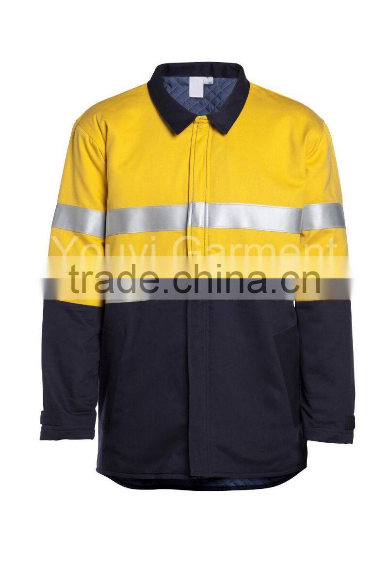 ZIP FRONT HIGH VIS TWO TONE RESISTANT COLD CLIMATE JACKET WITH REFLECTIVE TAPE