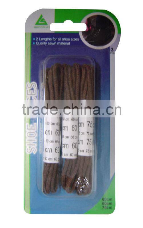 Waxed cotton round metal tip shoe laces