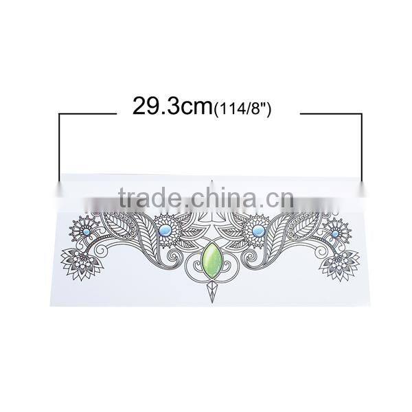 Paper Removable Waterproof Sternum Tattoo Sticker Body Art Green Flower Leaves Pattern Custom Temporary Tattoos Printing