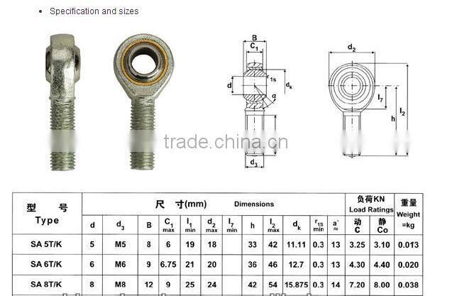 SA 6 T/K Rod End Ball Joint Bearing